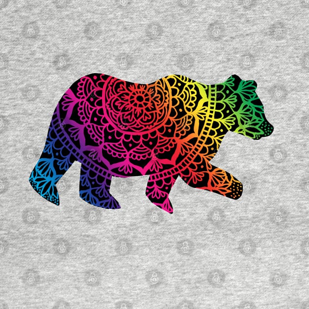 Rainbow Mandala Pride Bear by julieerindesigns